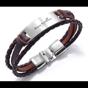 Unisex Braided Leather Bracelet -Brown